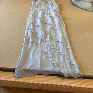Light Blue Ruffle Maxi Dress - Women